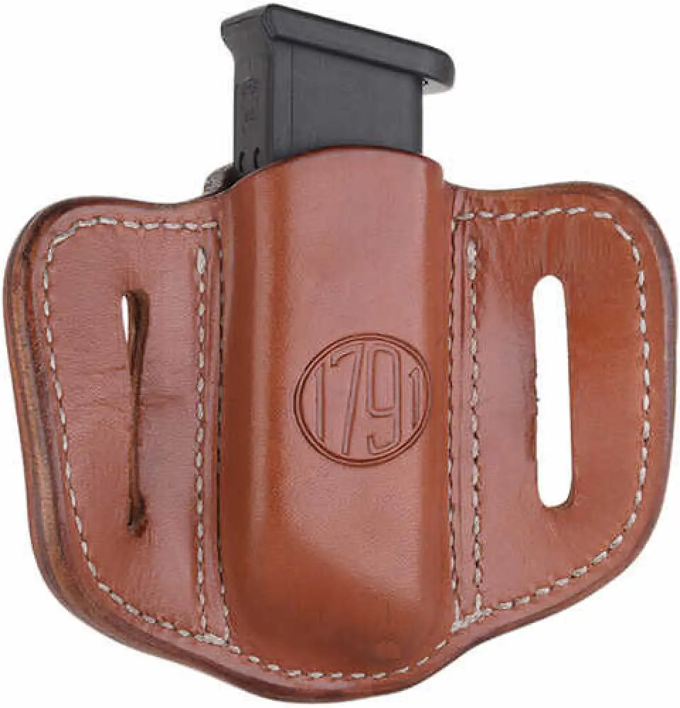 1791 Gunleather Mag12cbra Mag1.2 Single Mag for Double Stack Steerhide Classic Brown - Mag12cbra