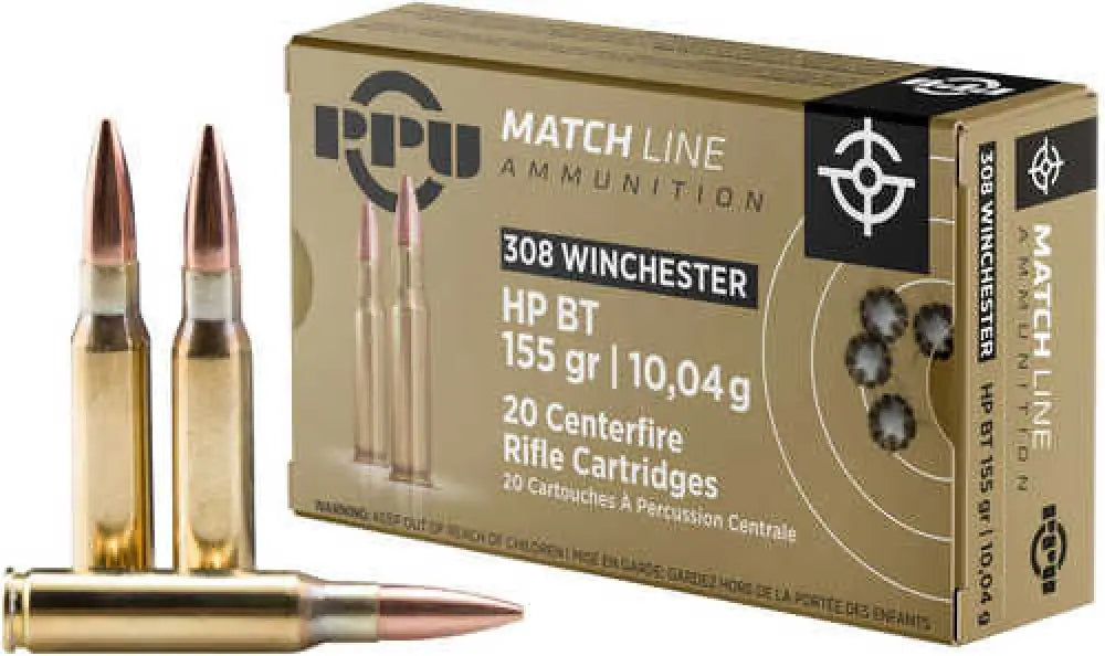 308 Win 155gr Hpbt Prvi Partizan Match Ammo 20 Rounds - Winchester / 155 Grain / Hollow Point - Rifle