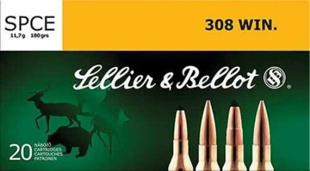 308 Winchester Sellier & Bellot 180gr Soft Point 20 Rounds - 180 Grain / Rifle Ammo
