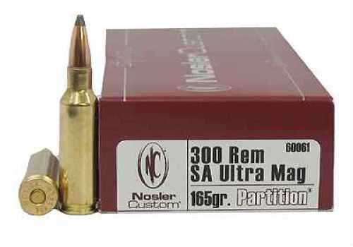 .300 Remington SAUM Nosler 165 Gr Partition Ammo 20 Pack