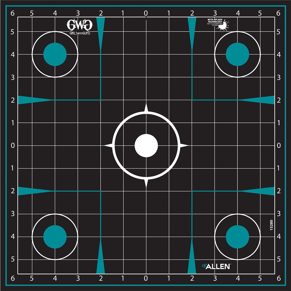 Allen Shooting|Paper Targets Allen Girls with Guns Splash Adhesive Sight Grid Targets 12x12 - 5/ct