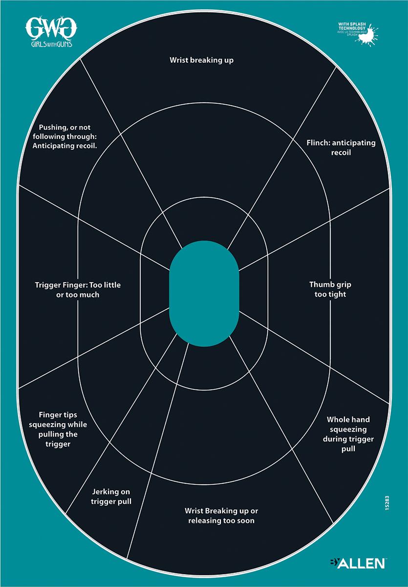 Allen Paper Targets Allen Girls with Guns Splash Adhesive Oval SiLeft Handoutte Target 12x18 - 5/ct