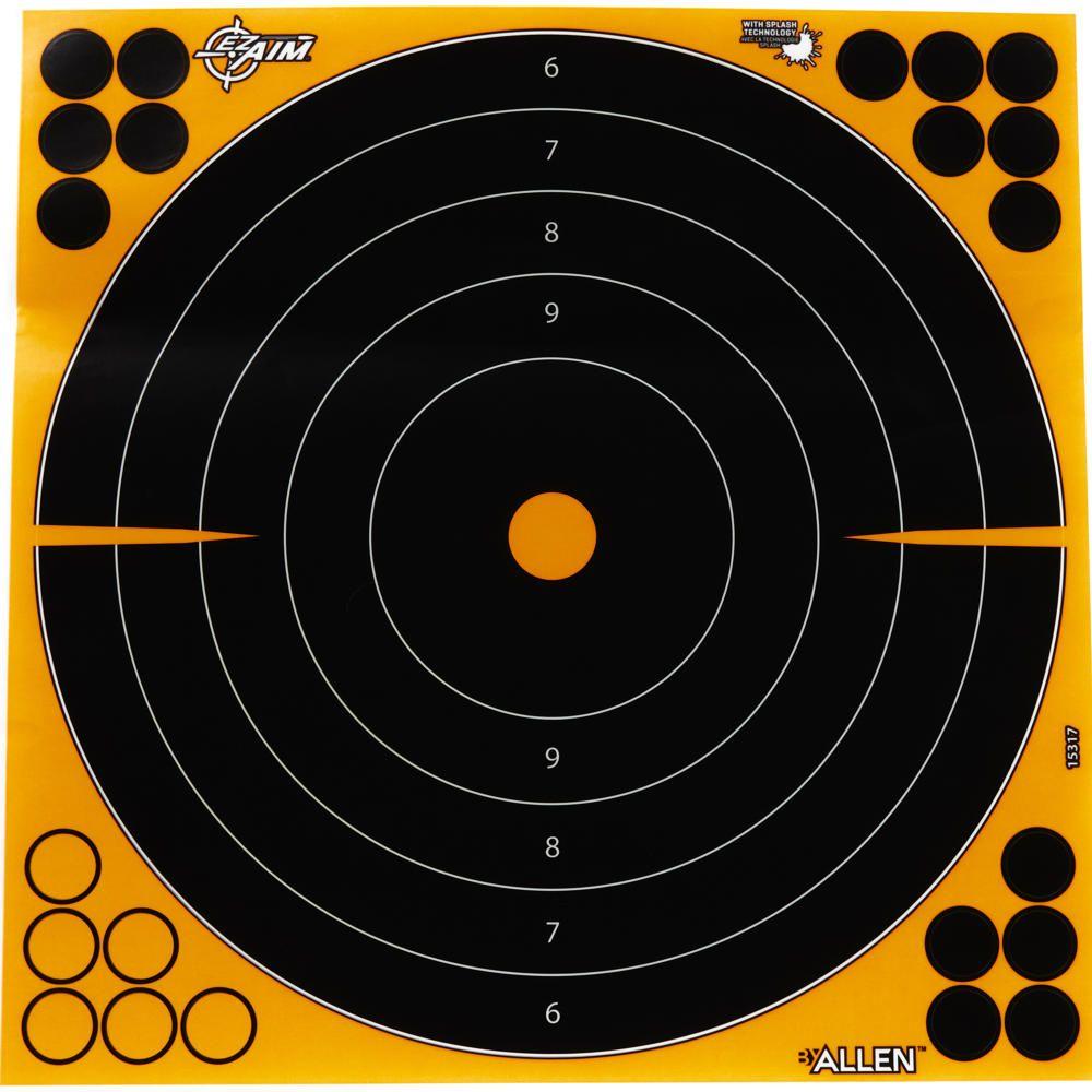 Allen Shooting|Paper Targets Allen EZ Aim Adhesive Splash Bullseye Target 12" Black and Yellow 25 Pack