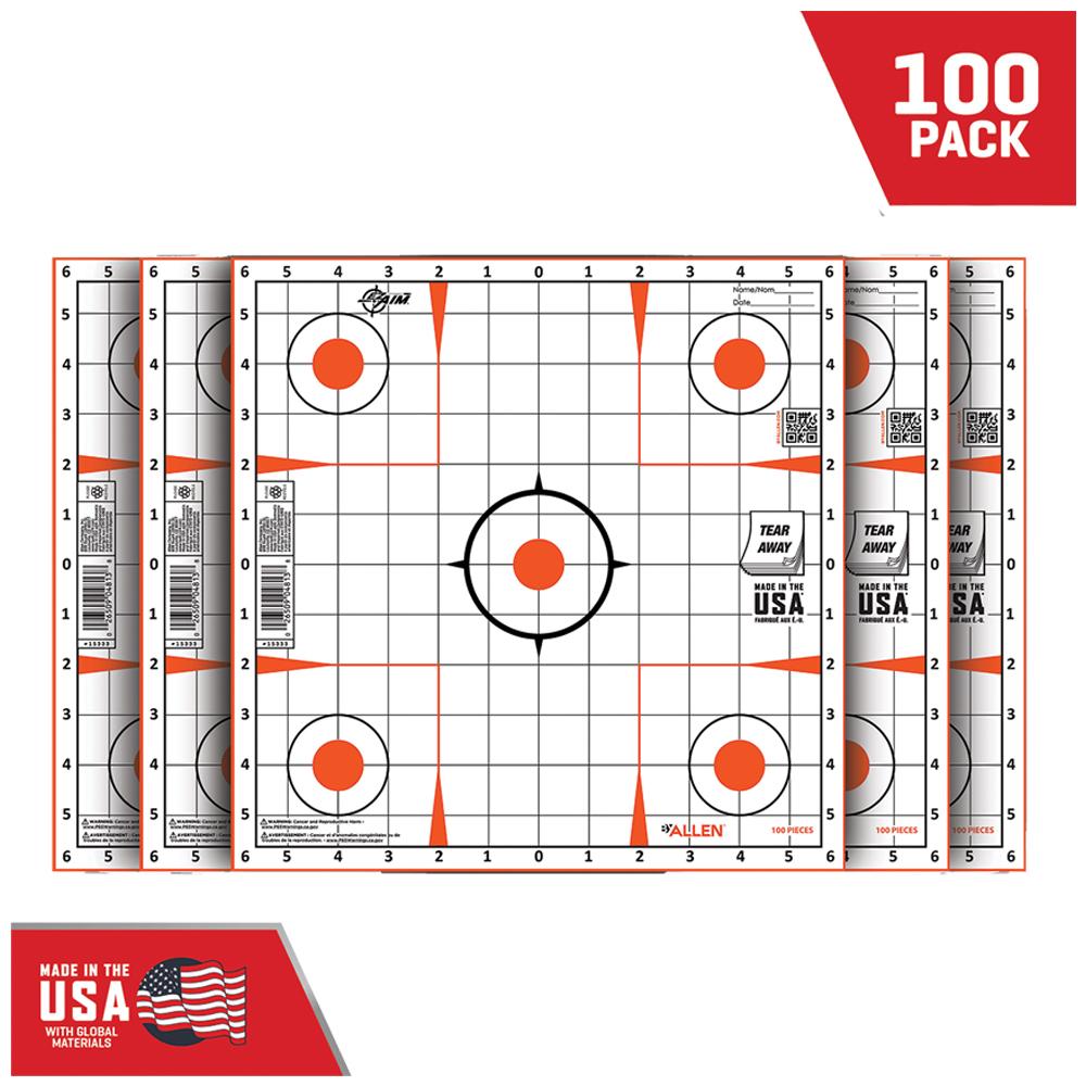 Allen Paper Targets Allen EZ Aim Paper Targets 12" Peel Away Grid Orange and White 100 Pack