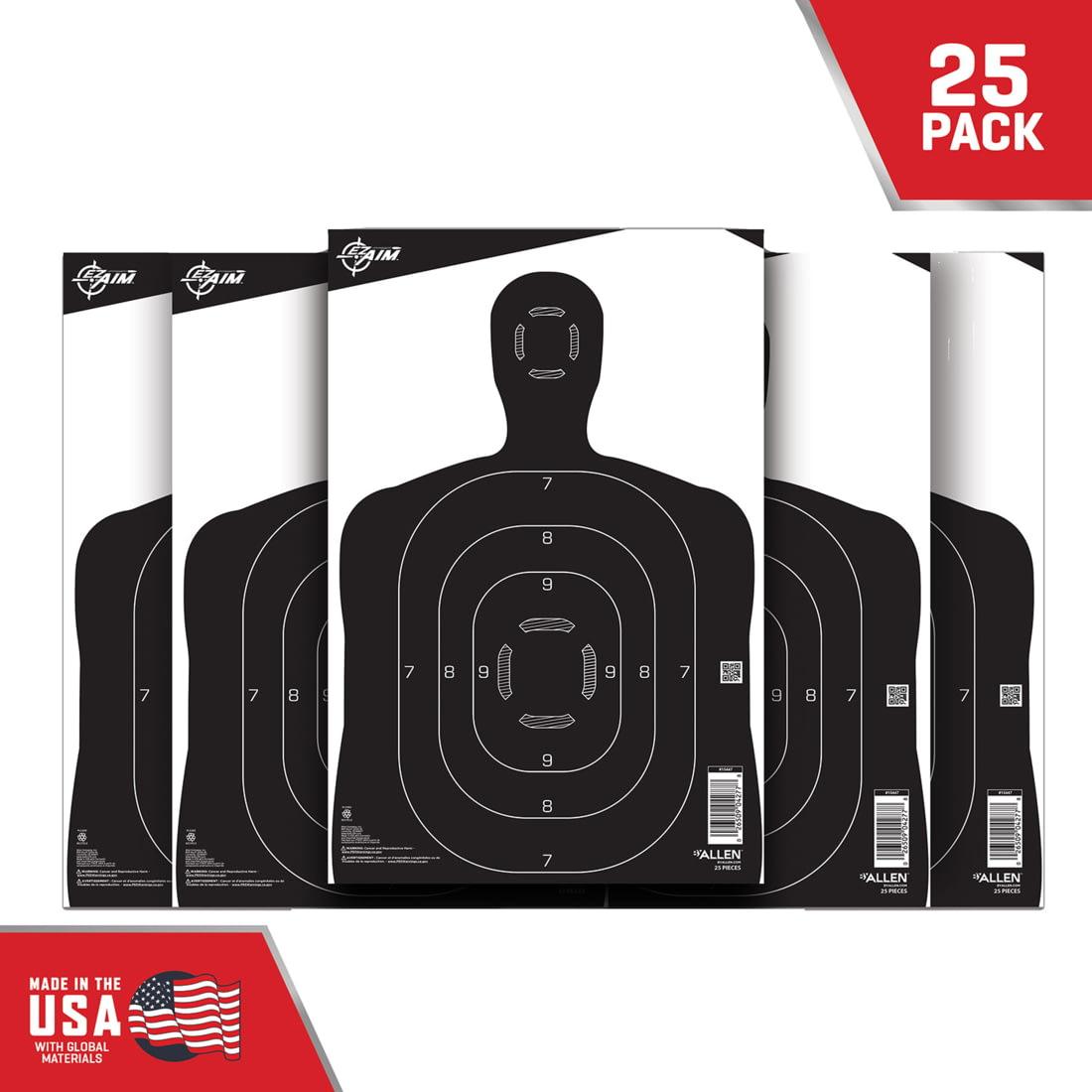 Allen Paper Targets Allen EZ Aim Paper SiLeft Handouette Target 12x18 Black & White 25/ct