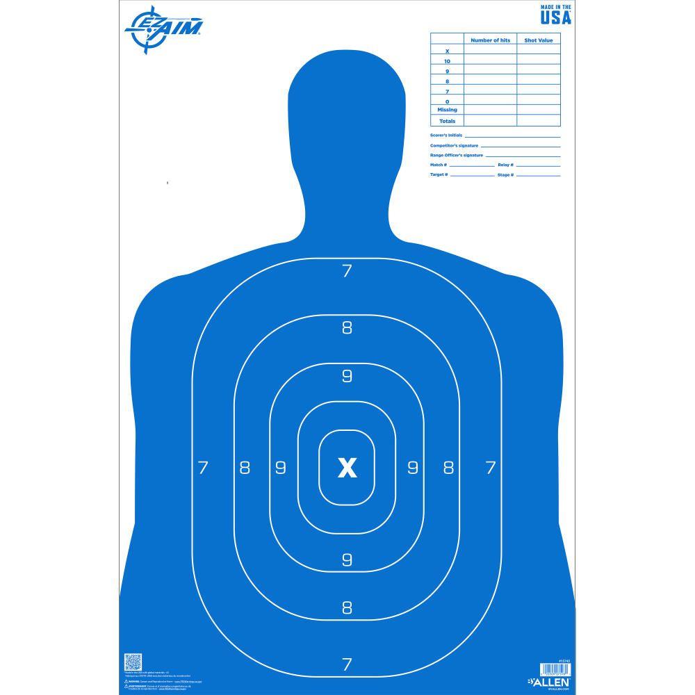 Allen Paper Targets Allen EZ Aim B27 Pro SiLeft Handouette Paper Target Blue 23" x 35" 50/ct