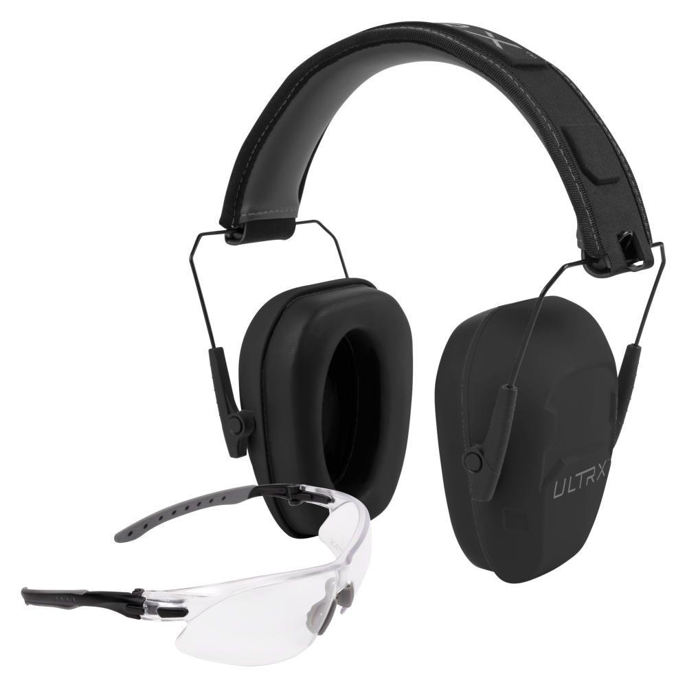 Allen Ear &amp; Eye Combo Kits Allen ULTRX Shield Ear & Eye Combo Passive Earmuff 23dB Midnight Grey Shooting Glasses Clear