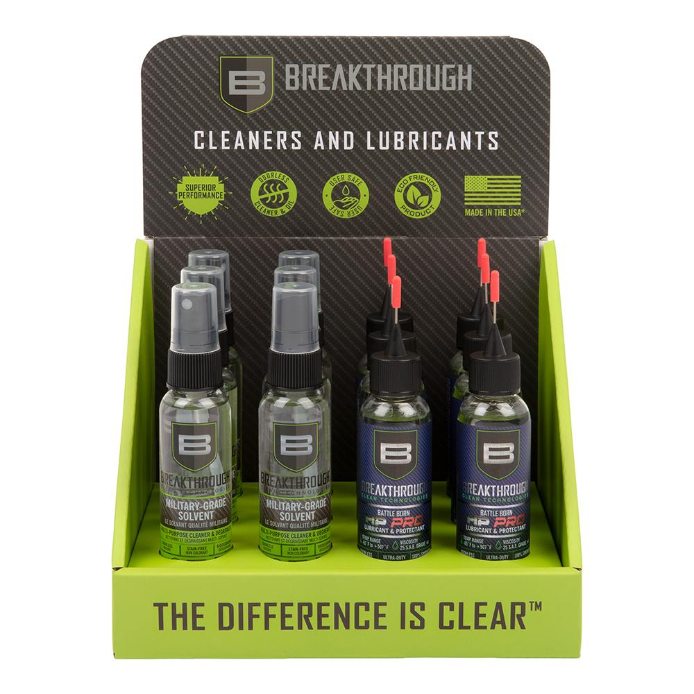 Allen Gun Oils &amp; Gun Cleaning Solvents Allen Breakthrough Clean Technologies Cleaner and Lubricant Mini 12 Pack Display