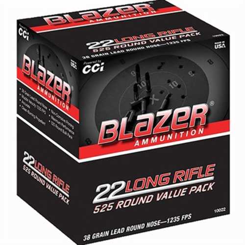 CCI Blazer Ammo 22 Long Rifle 38 Grain Lead Round Nose - High Velocity 525 Bulk Pack