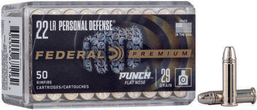 Federal 22 Long Rifle Ammunition - 29 Grain Lead Punch Flat Nose 50 Rounds