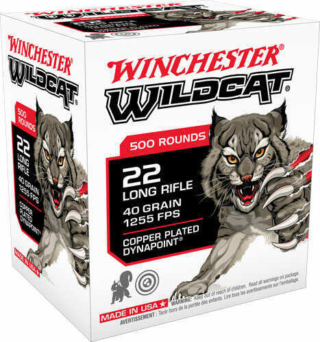 Winchester Wildcat 22 LR 40 Gr 500 Rounds - High Velocity Lead Round Nose Ammunition
