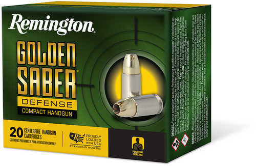 Remington Golden Saber Defense Compact 9mm Luger – Brass Jacket Hollow Point Performance