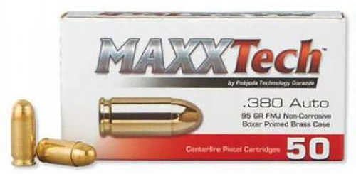 Maxxtech 380 ACP 95 Gr Full Metal Jacket – Reliable Performance with 50 Rounds per Box