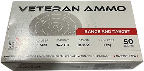Veteram Ammo 9mm 147 Gr FMJ – Reliable Performance in 50 Round Box