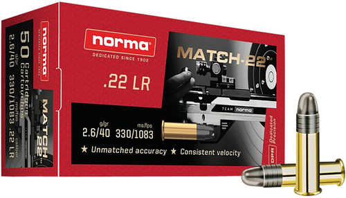Norma Ammunition Dedicated Precision Match .22 LR - High-Performance Long Range Accuracy