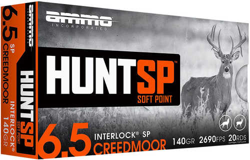 Ammo Inc Hunt 6.5 Creedmoor 140 Gr Soft Point Ammo – Deep Penetration and Enhanced Energy Retention
