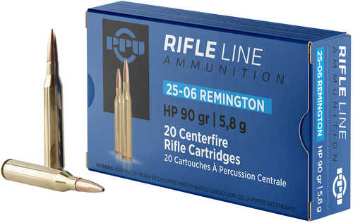 PPU Standard Rifle Ammo 25 06 Rem 90 Grain Hollow Point