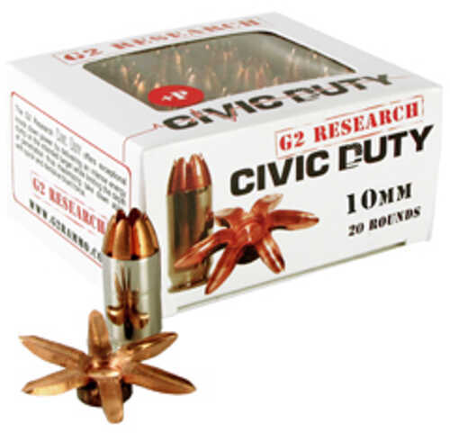 G2 Research Civic Duty 10MM Ammunition – Lead Free Copper for Clean Shooting
