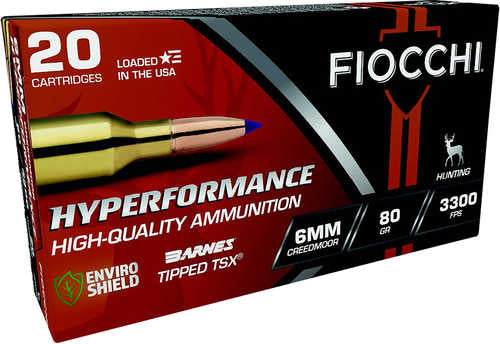 Fiocchi Hyperformance 6mm Creedmoor 80Gr Barnes TSX Ammo