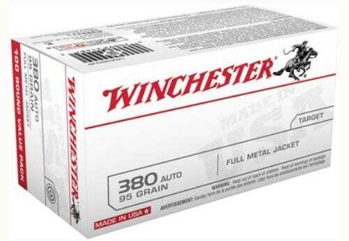 Winchester 380 ACP 95 Grain Full Metal Jacket – Reliable Accuracy with Value Pack of 100 Rounds