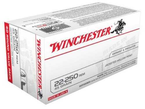 Winchester 22-250 Remington Ammo 40 Rounds 45 Grain HP