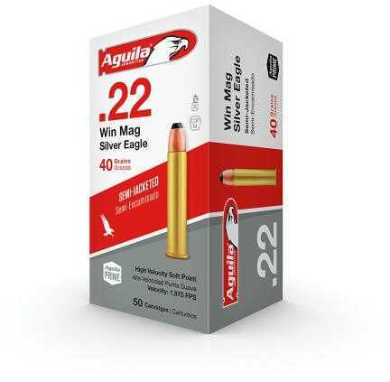 Aguila 22 Winchester Magnum Rimfire Ammunition - 50 Rounds of 40 Grain Soft Point for Maximum Accuracy