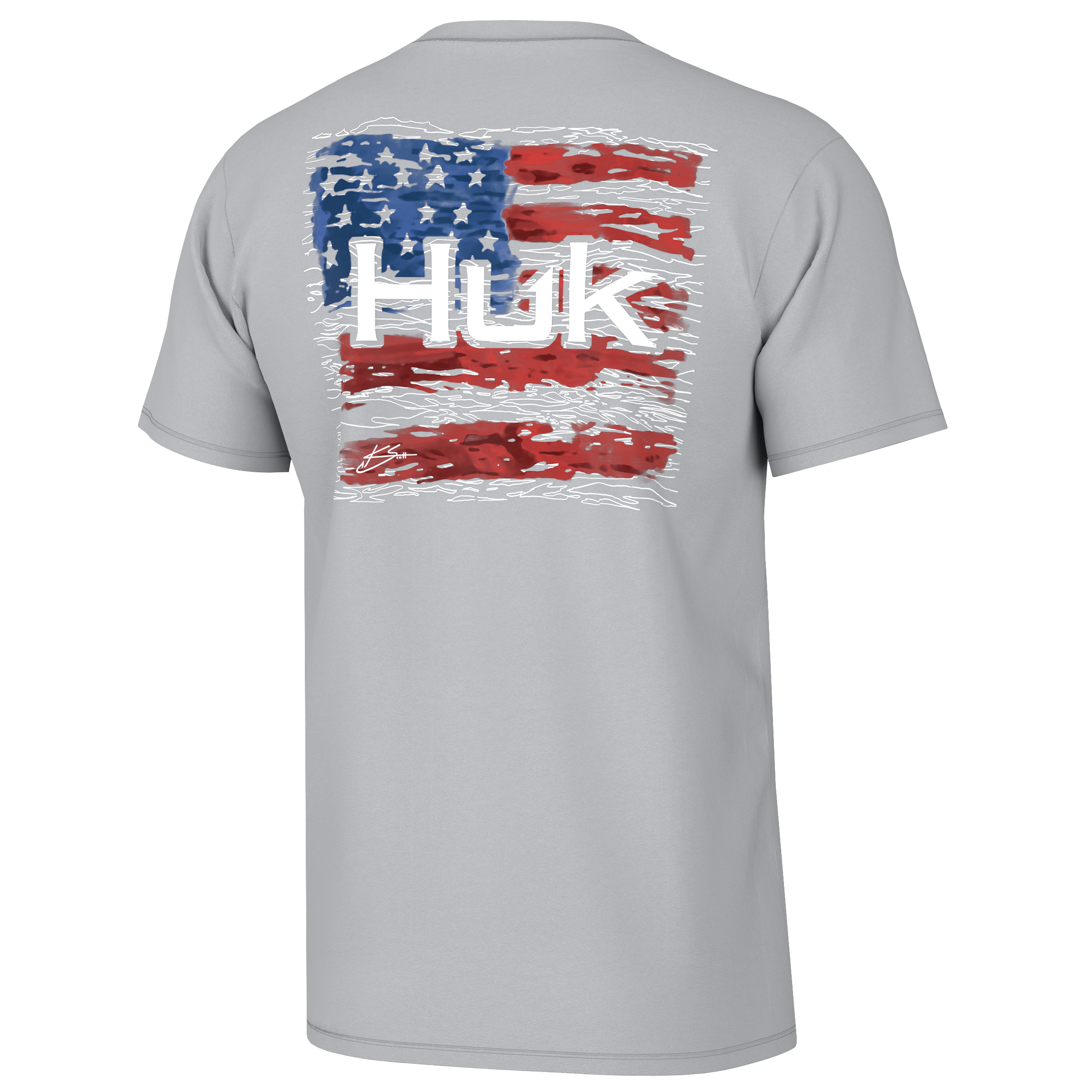 HUK Short Sleeve Shirts HUK Huk KC Fly Flag Shirt Sleeve Shirt Harbor Mist 2XL