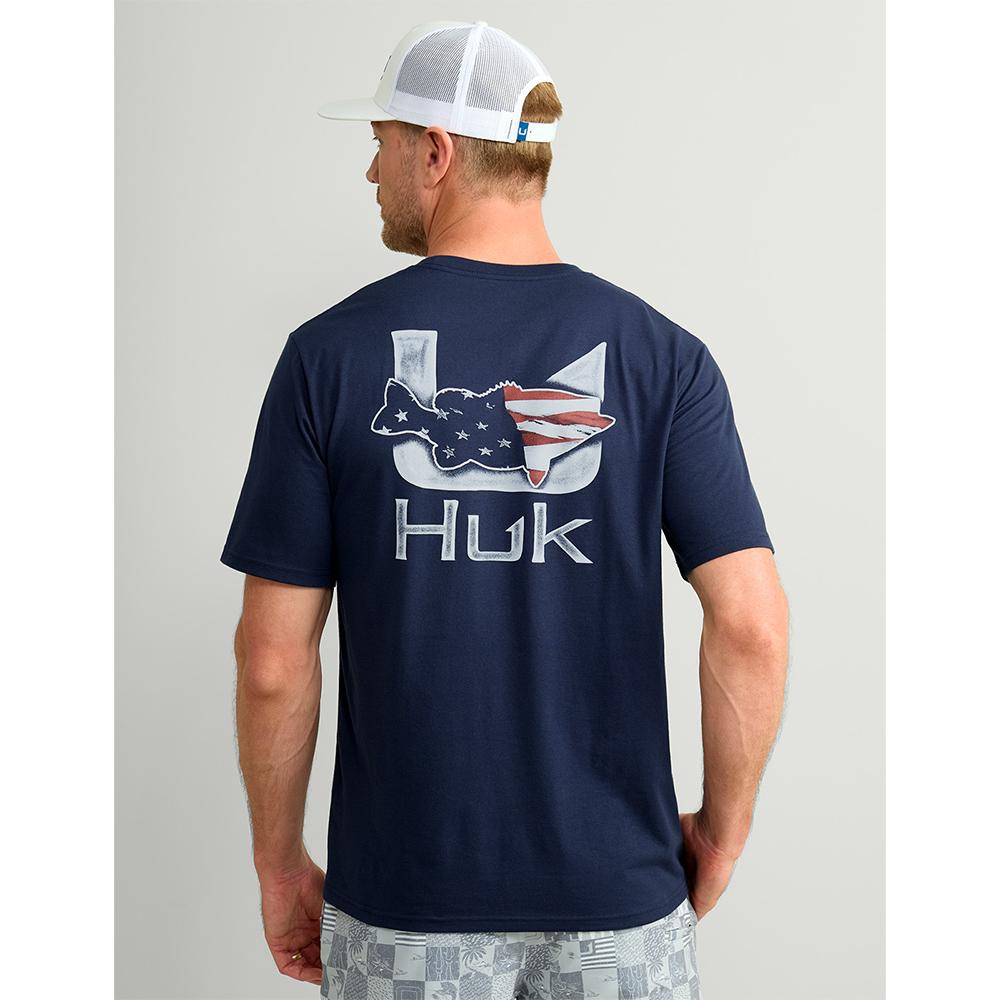 HUK Short Sleeve Shirts HUK Huk Fish Flag Short Sleeve Shirt Naval Academy 3XL