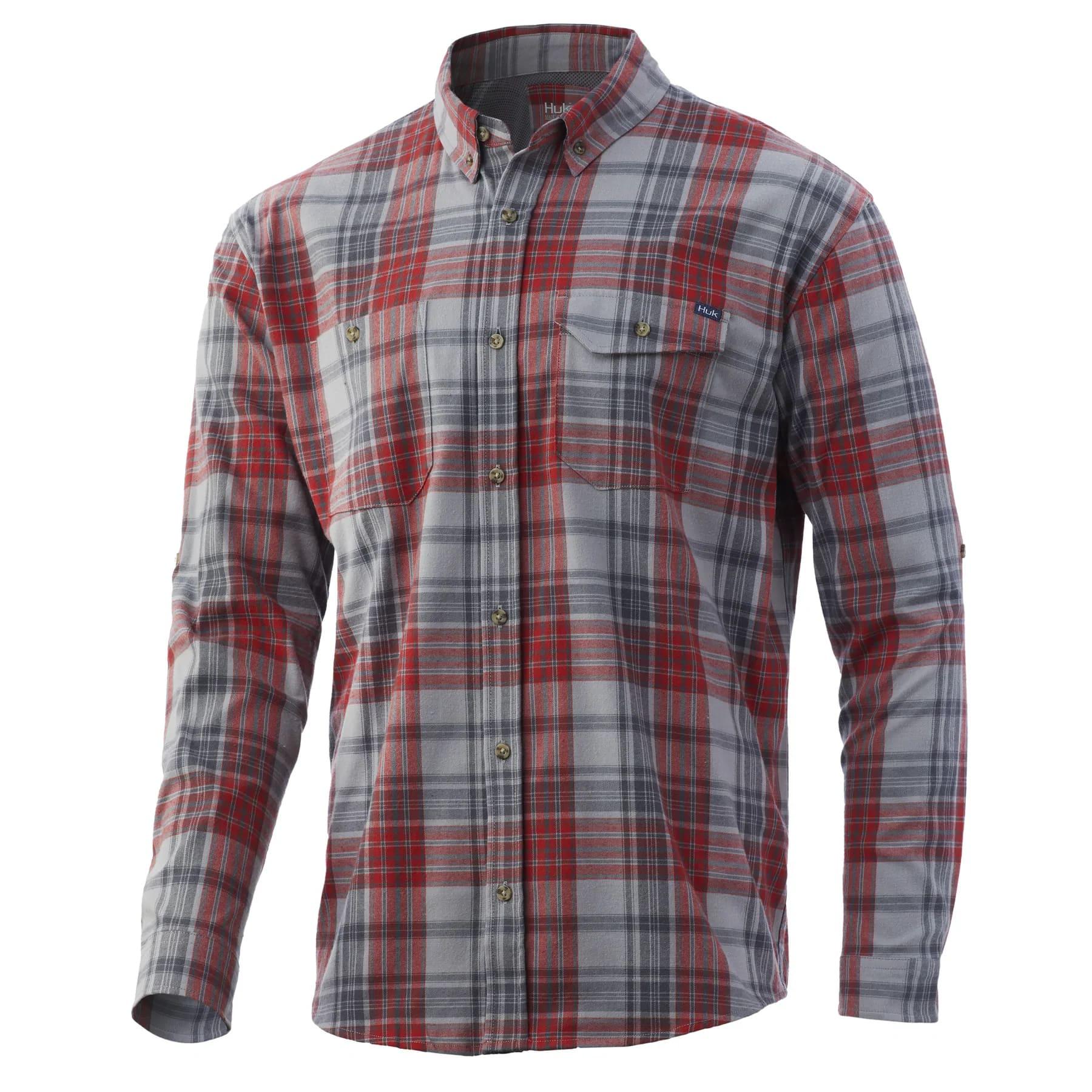 HUK Long Sleeve Shirts|Clothing &amp; Footwear HUK Huk Rutledge Fishing Flannel Volcanic Ash S