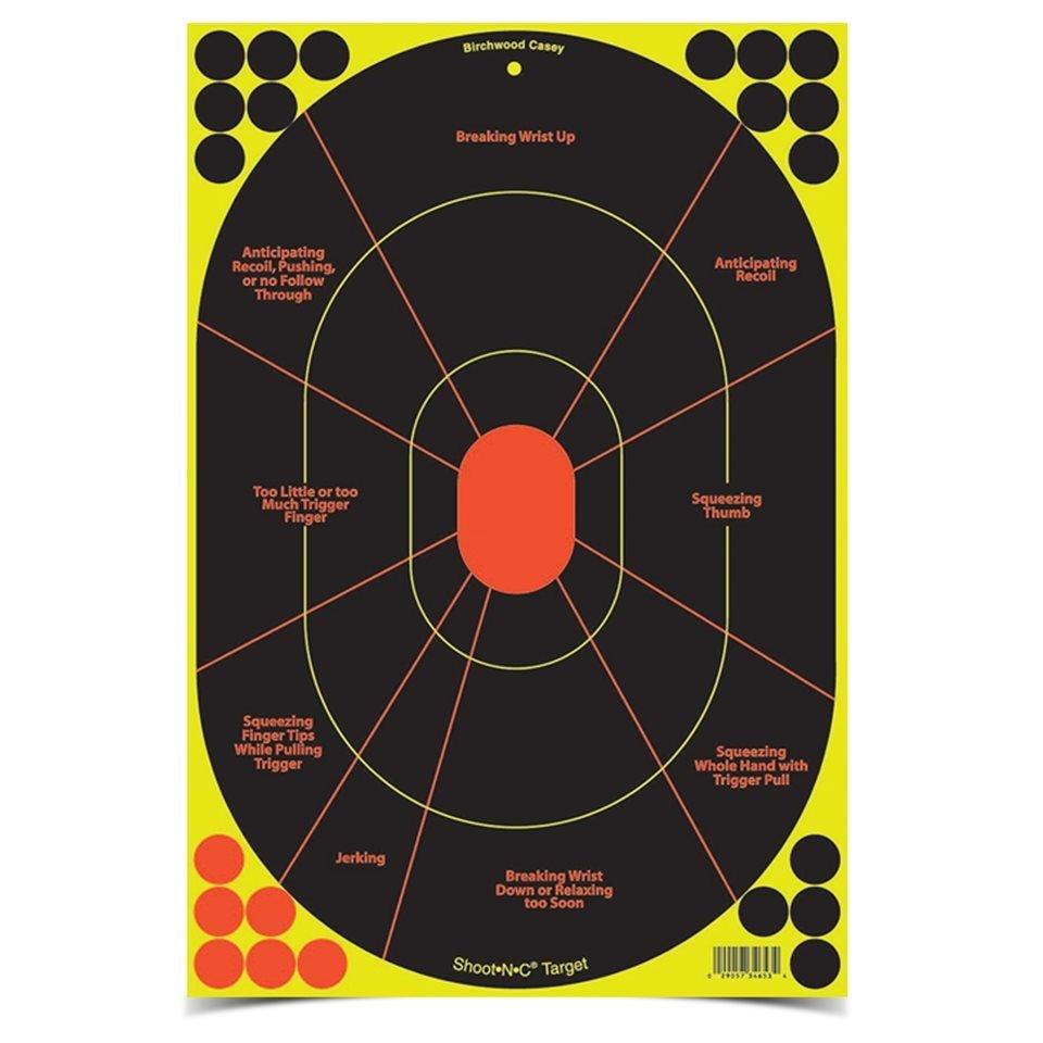 Birchwood Casey Paper Targets Birchwood Casey Birchwood Casey Shoot-N-C Handgun Trainer Target 12x18 5 Pack with 90 Pasters