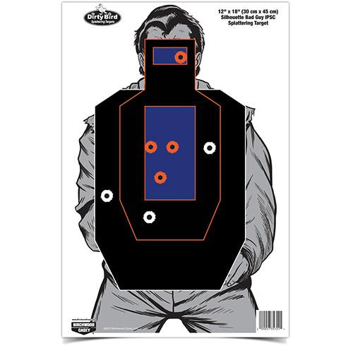 Birchwood Casey Paper Targets Birchwood Casey Birchwood Casey Dirty Bird 12" x 18" Bad Guy IPSC SiLeft Handouette Target - 8 ct.