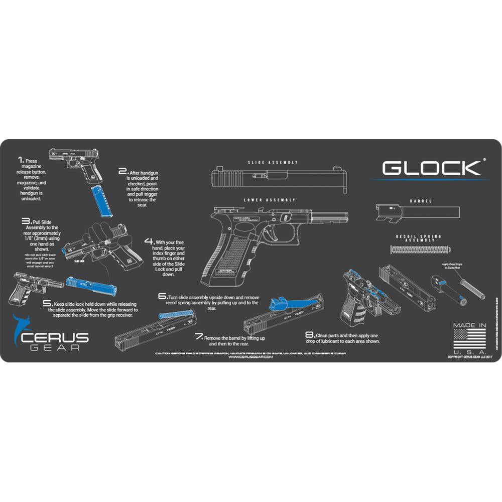 Cerus Gear Gun Cleaning Mats Cerus Gear 12x27 Glock Instructional Promat - Gray
