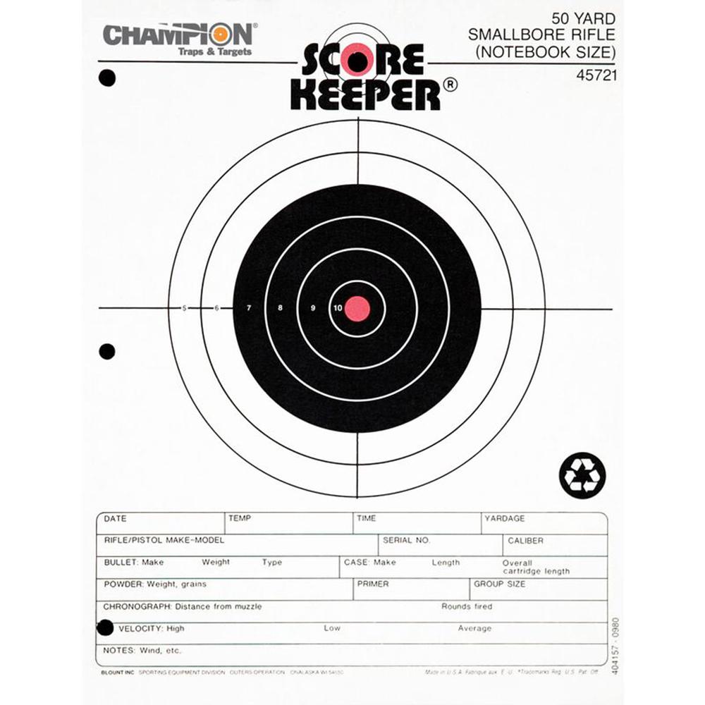Champion Paper Targets Champion Scorekeeper Targets Fluorescent Orange Bull 50 yd. Small Bore Notebook 12/ct