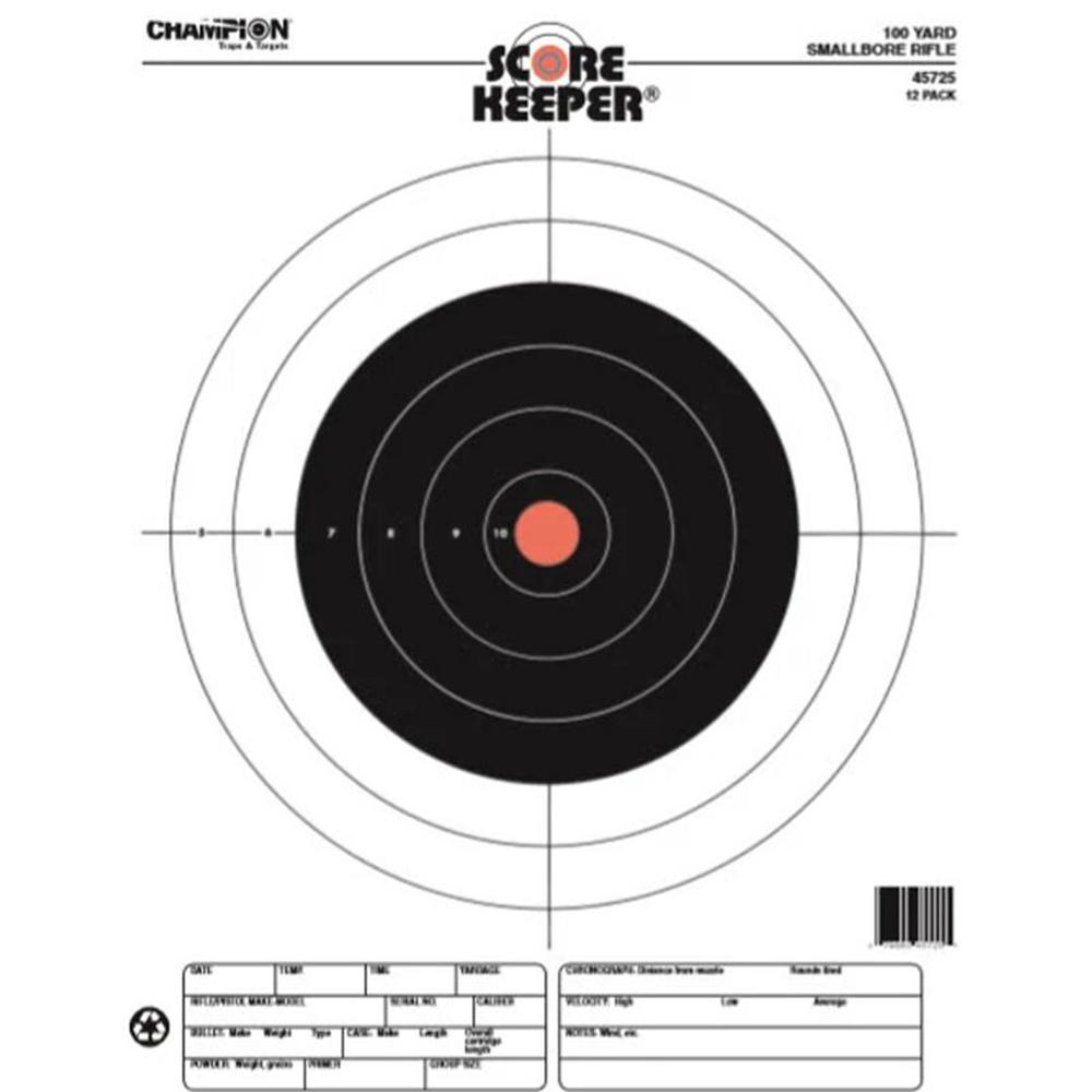 Champion Paper Targets Champion Scorekeeper Targets Fluorescent Orange Bull 100 yd. Small Bore Rifle 12/ct
