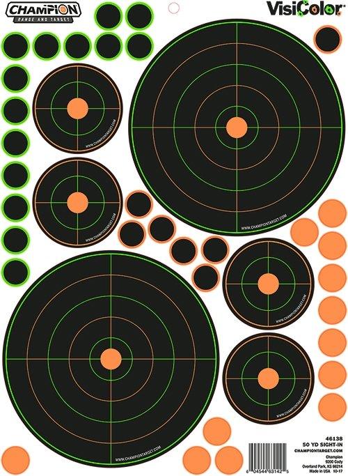 Champion Shooting|Paper Targets Champion 50YD SIGHT IN BULLSEYE VAR 5/PK