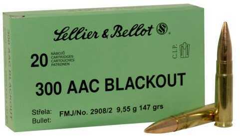 Sellier & Bellot 300 AAC Blackout 147 Grain FMJ Ammo, 20 Rounds