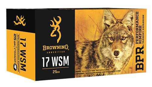 Browning 17 Winchester Super Mag 25 Grain Jacketed Soft Point Ammunition - High Velocity Performance with 50 Rounds