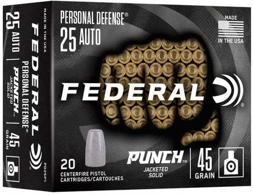 Federal Punch Personal Defense 25 Auto Handgun Ammo – Reliable Jacketed Solid Performance