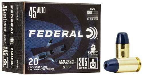 Federal Syntech Defense Handgun Ammunition .45 ACP 205Gr SJHP – Enhanced Terminal Performance