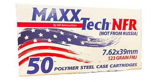 Maxxtech NFR 7.62x39mm FMJ Steel Case Ammunition 50 Rounds