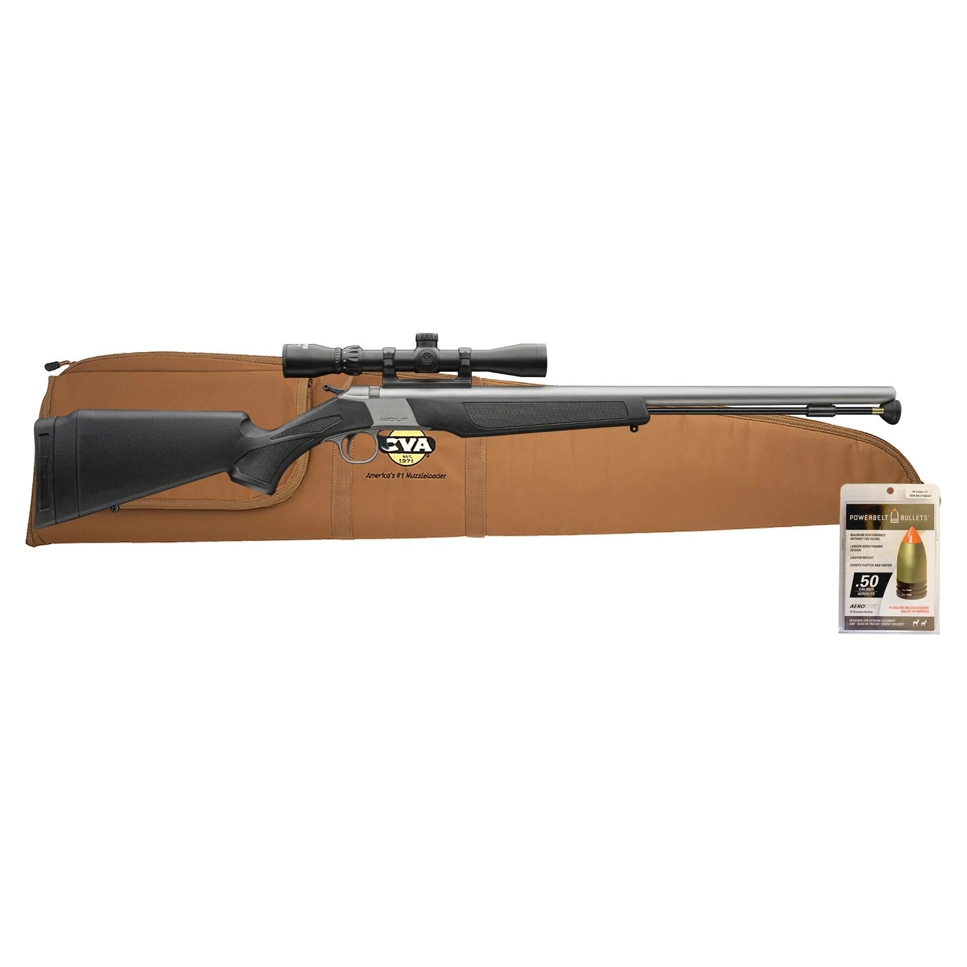 CVA Inline CVA WOLF V2 Muzzleloader 50 CAL Stainless Steel Black KonusShot 3-9x32