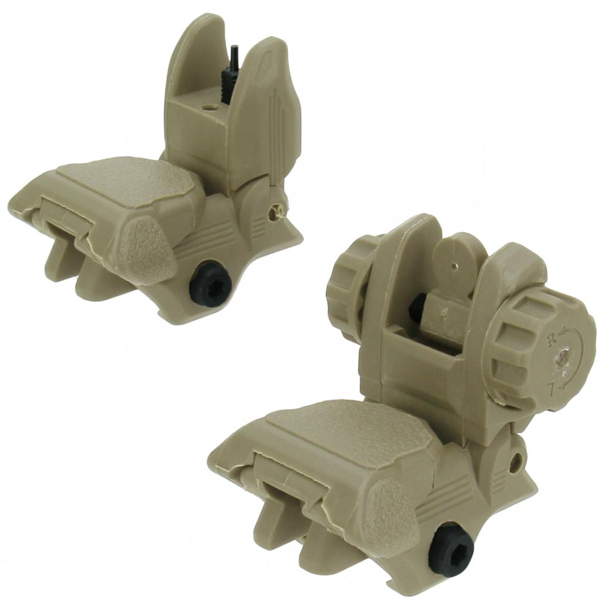 Tacfire Rifle Sights Tacfire  Tacfire AR-15 45 Same Plane/Low Profile Pop Up Sights Tan