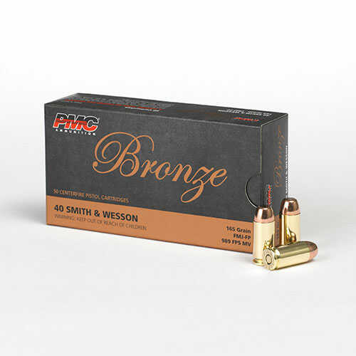 PMC Bronze 40 S&W 50 Rounds Ammunition – Reliable 165 Grain Full Metal Jacket