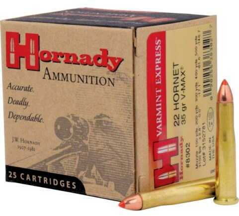 Hornady 22 Hornet 25 Rounds 35 Grain V-Max Ammunition