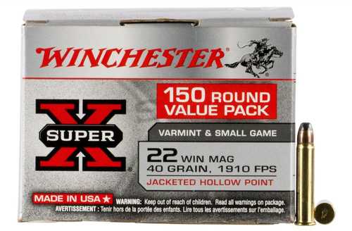 Winchester 22 Winchester Magnum Rimfire Ammunition - 150 Rounds of 40 Grain Jacketed Hollow Point