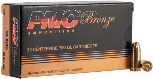 PMC Bronze 32 ACP 50 Rounds Ammunition – High-Quality 60 Grain Hollow Point