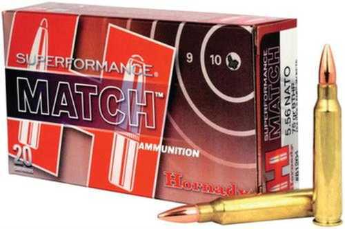 Hornady 5.56 NATO 75 Grain Boattail Hollow Point, 20 Rounds