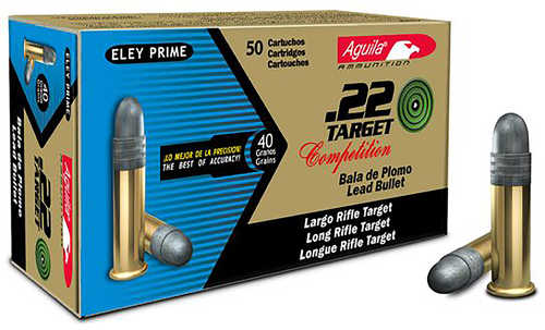 Aguila 22 Long Rifle 50 Rounds Ammunition - Premium 40 Grain Lead Solid Point for Target Shooting