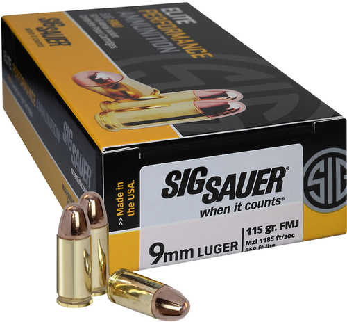 Sig Sauer Elite Ball 9mm Luger 115gr FMJ Ammo – Reliable Performance in Every Round