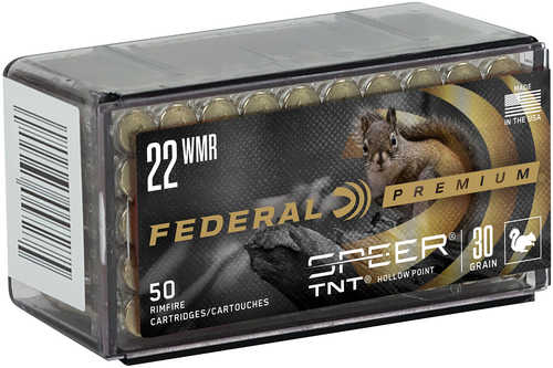 Federal 22 Winchester Magnum Rimfire Ammunition - 50 Rounds 30 Grain Hollow Point for Varmints and Small Game
